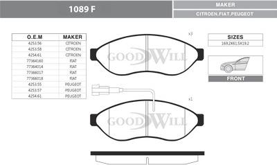 GoodWill 1089 F - Kit pastiglie freno, Freno a disco autozon.pro