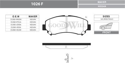 GoodWill 1026 F - Kit pastiglie freno, Freno a disco autozon.pro