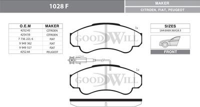 GoodWill 1028 F - Kit pastiglie freno, Freno a disco autozon.pro