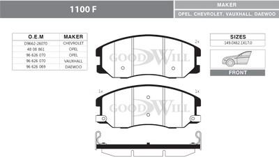 GoodWill 1100 F - Kit pastiglie freno, Freno a disco autozon.pro