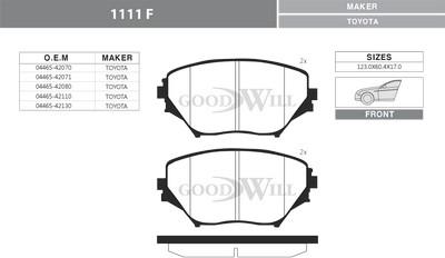 GoodWill 1111 F - Kit pastiglie freno, Freno a disco autozon.pro