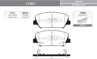 GoodWill 1128 F - Kit pastiglie freno, Freno a disco autozon.pro