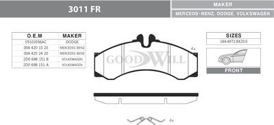 GoodWill 3011 FR - Kit pastiglie freno, Freno a disco autozon.pro