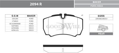 GoodWill 2094 R - Kit pastiglie freno, Freno a disco autozon.pro