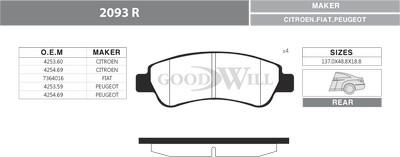 GoodWill 2093 R - Kit pastiglie freno, Freno a disco autozon.pro