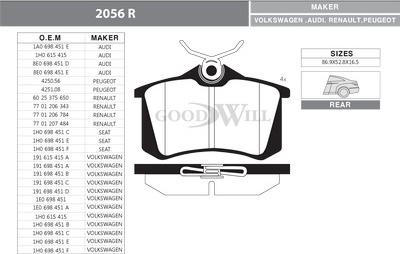 GoodWill 2056 R - Kit pastiglie freno, Freno a disco autozon.pro