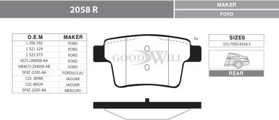 GoodWill 2058 R - Kit pastiglie freno, Freno a disco autozon.pro