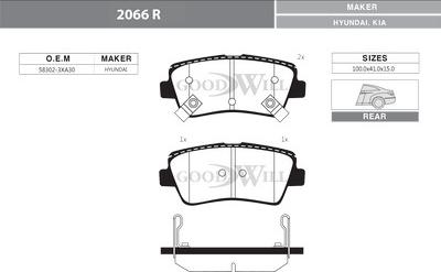 GoodWill 2066 R - Kit pastiglie freno, Freno a disco autozon.pro