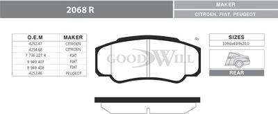 GoodWill 2068 R - Kit pastiglie freno, Freno a disco autozon.pro