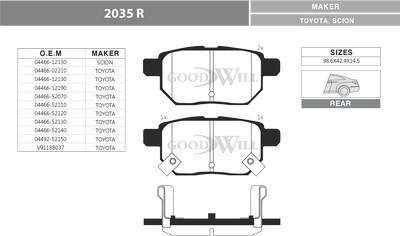 GoodWill 2035 R - Kit pastiglie freno, Freno a disco autozon.pro