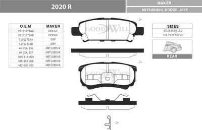 GoodWill 2020 R - Kit pastiglie freno, Freno a disco autozon.pro