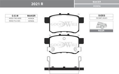 GoodWill 2021 R - Kit pastiglie freno, Freno a disco autozon.pro