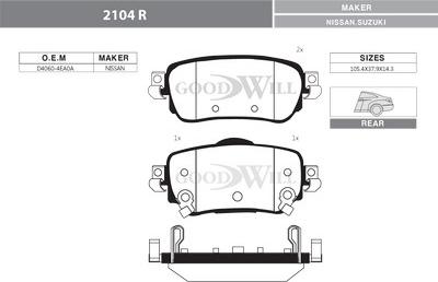 GoodWill 2104 R - Kit pastiglie freno, Freno a disco autozon.pro