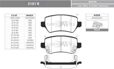 GoodWill 2101 R - Kit pastiglie freno, Freno a disco autozon.pro