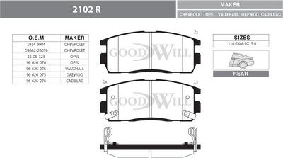 GoodWill 2102 R - Kit pastiglie freno, Freno a disco autozon.pro