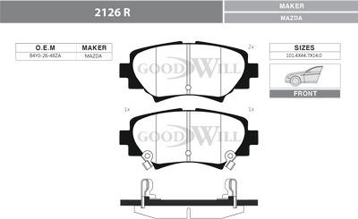 GoodWill 2126 R - Kit pastiglie freno, Freno a disco autozon.pro