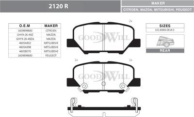 GoodWill 2120 R - Kit pastiglie freno, Freno a disco autozon.pro