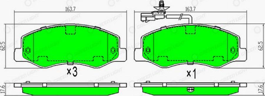 Green Light GLBP0434 - Kit pastiglie freno, Freno a disco autozon.pro