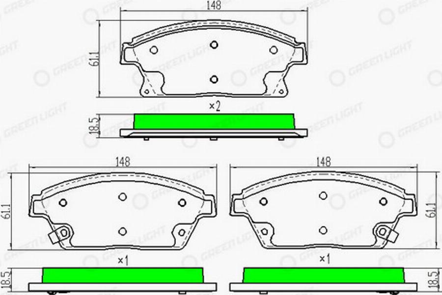 Green Light GLBP0091 - Kit pastiglie freno, Freno a disco autozon.pro