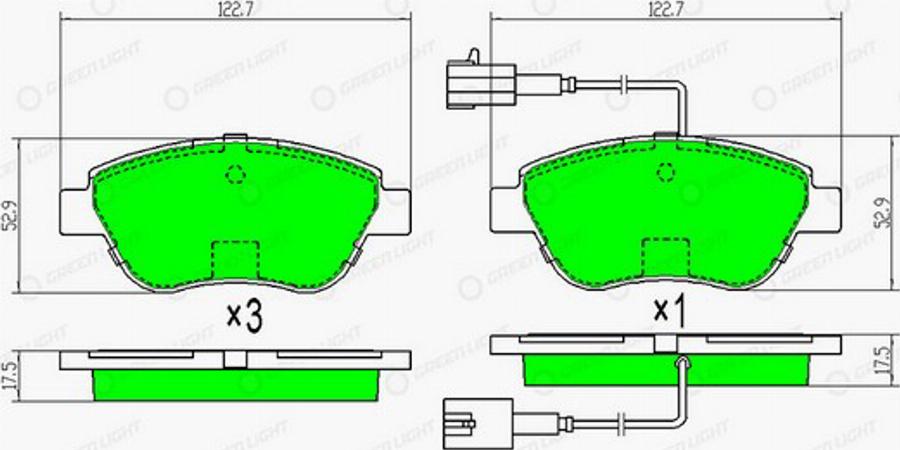 Green Light GLBP0051 - Kit pastiglie freno, Freno a disco autozon.pro