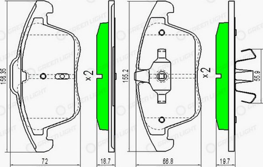 Green Light GLBP0067 - Kit pastiglie freno, Freno a disco autozon.pro