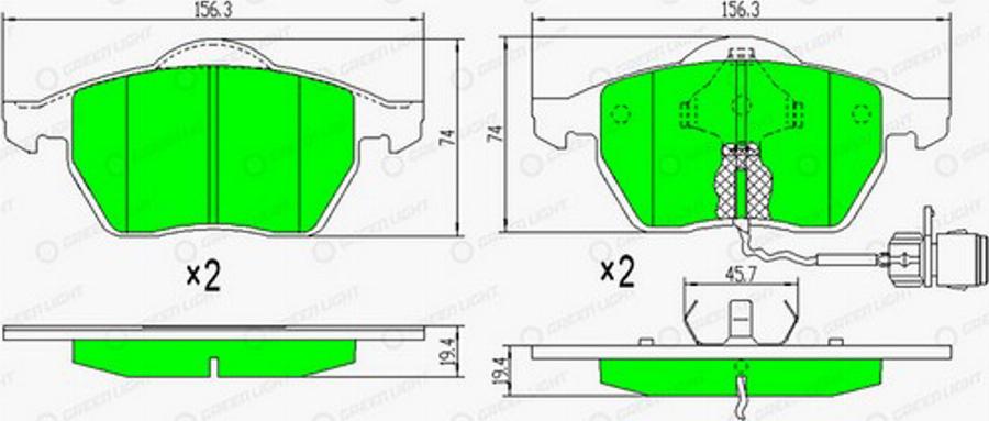 Green Light GLBP0006 - Kit pastiglie freno, Freno a disco autozon.pro