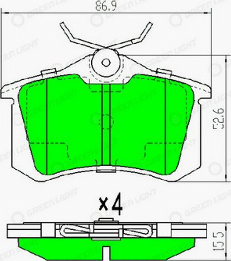 Green Light GLBP0001 - Kit pastiglie freno, Freno a disco autozon.pro