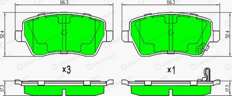 Green Light GLBP0008 - Kit pastiglie freno, Freno a disco autozon.pro