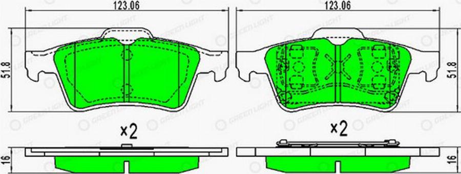 Green Light GLBP0015 - Kit pastiglie freno, Freno a disco autozon.pro