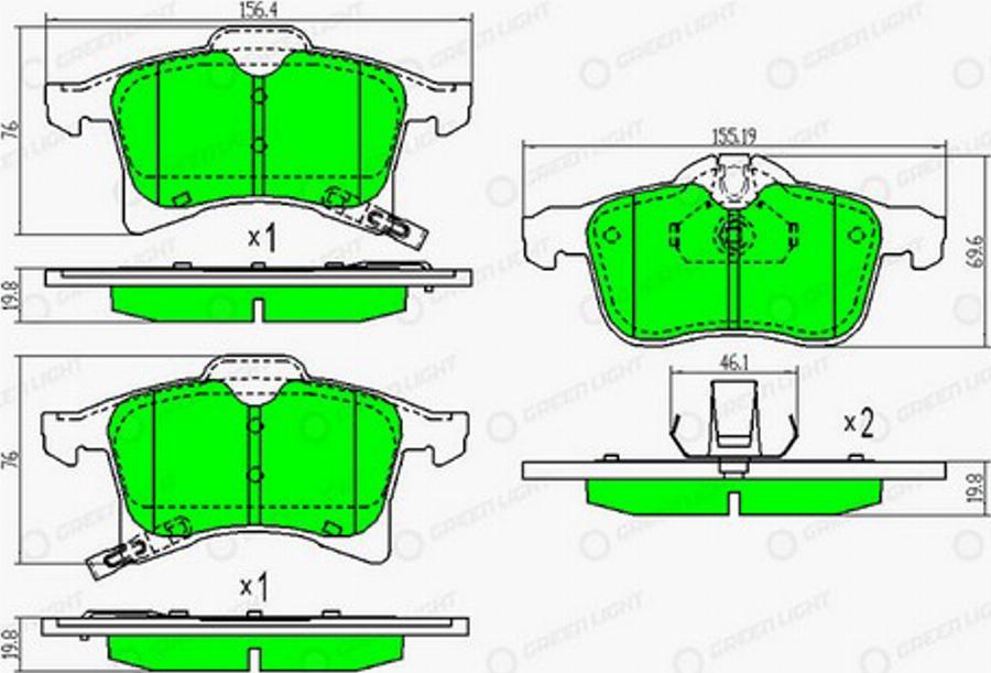 Green Light GLBP0017 - Kit pastiglie freno, Freno a disco autozon.pro