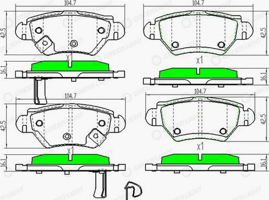 Green Light GLBP0084 - Kit pastiglie freno, Freno a disco autozon.pro