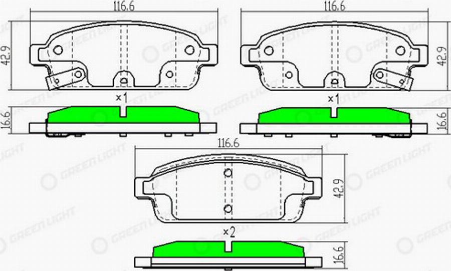 Green Light GLBP0075 - Kit pastiglie freno, Freno a disco autozon.pro