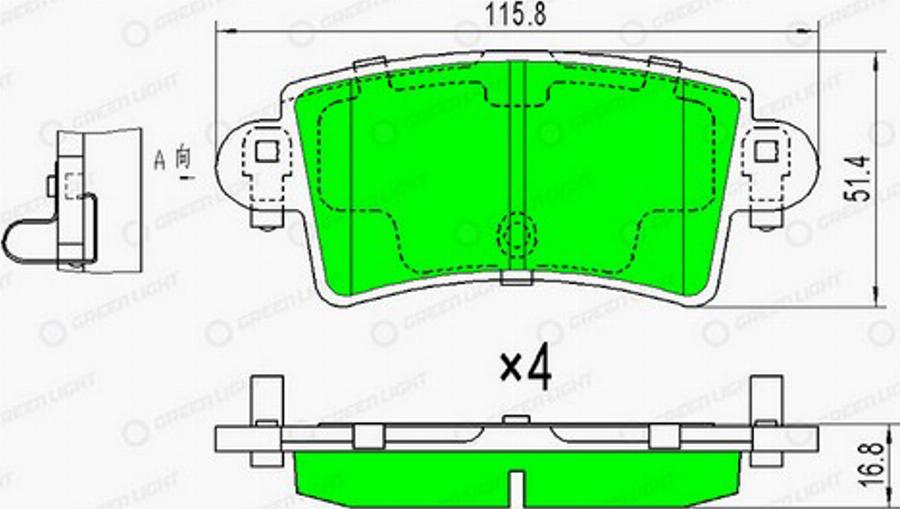 Green Light GLBP0072 - Kit pastiglie freno, Freno a disco autozon.pro