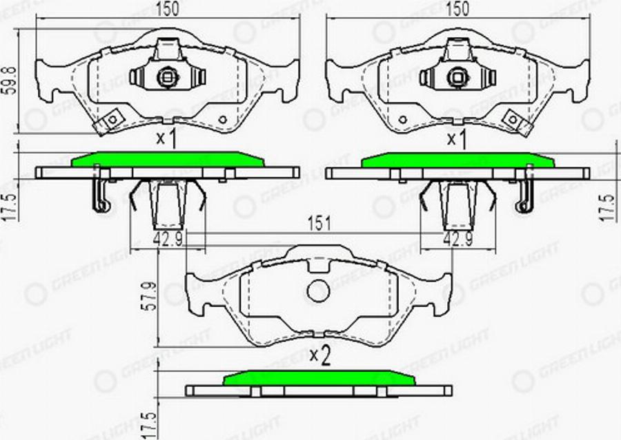 Green Light GLBP0147 - Kit pastiglie freno, Freno a disco autozon.pro