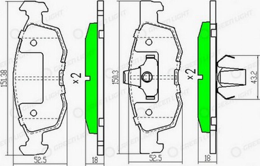 Green Light GLBP0156 - Kit pastiglie freno, Freno a disco autozon.pro