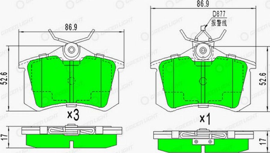 Green Light GLBP0119 - Kit pastiglie freno, Freno a disco autozon.pro