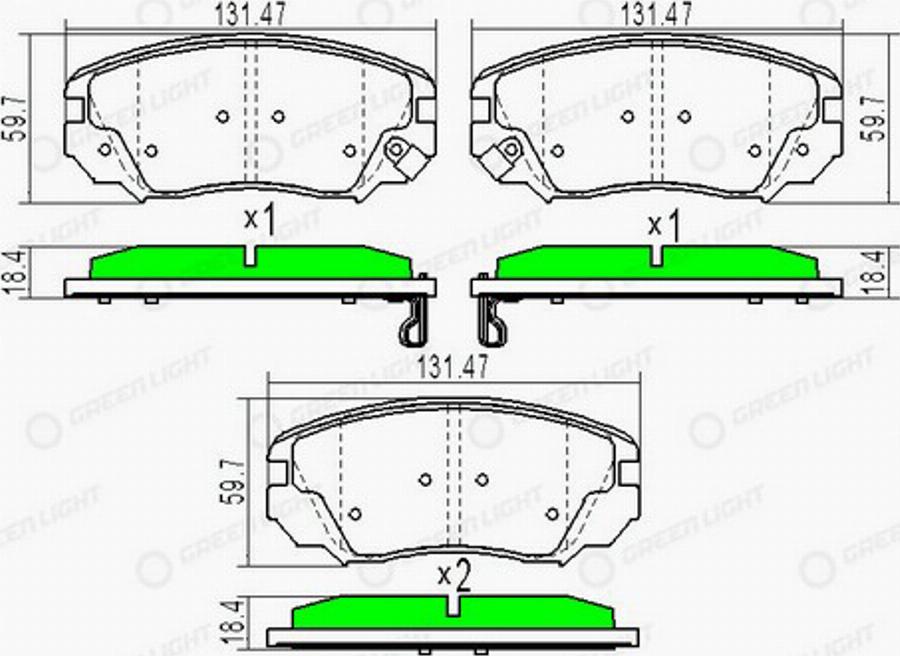 Green Light GLBP0114 - Kit pastiglie freno, Freno a disco autozon.pro