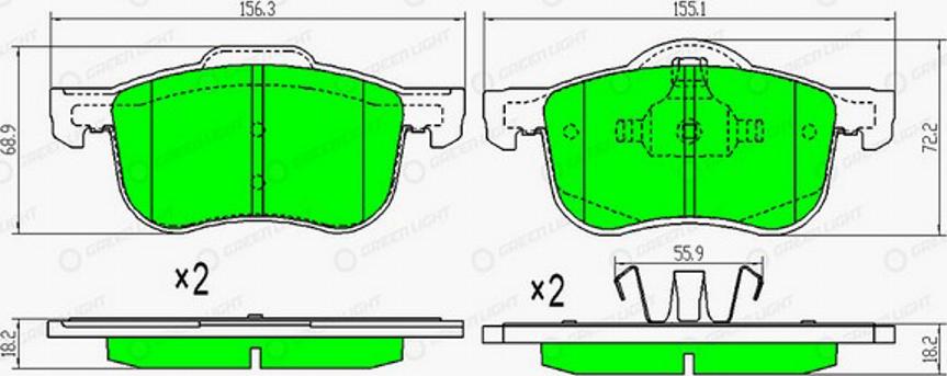 Green Light GLBP0110 - Kit pastiglie freno, Freno a disco autozon.pro