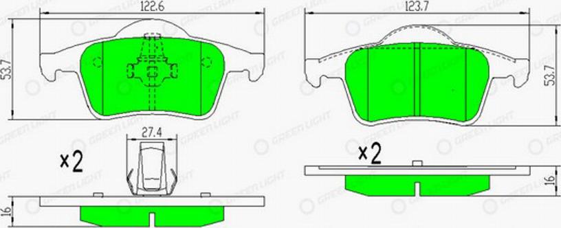 Green Light GLBP0125 - Kit pastiglie freno, Freno a disco autozon.pro