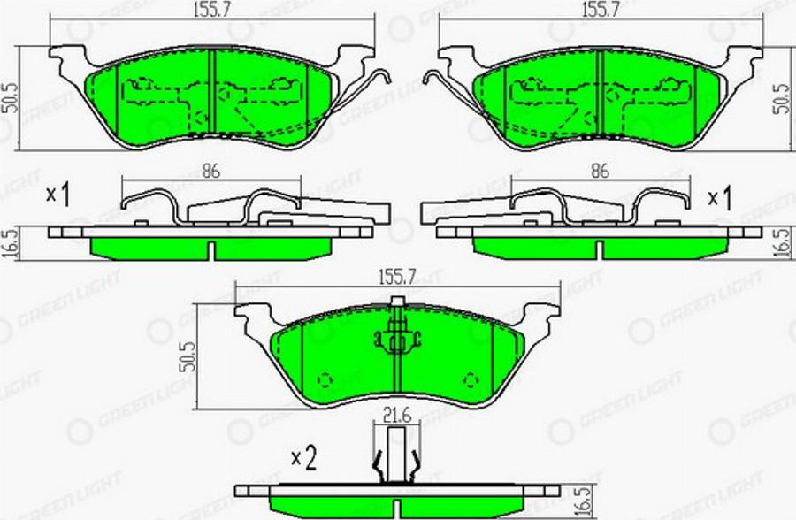 Green Light GLBP0345 - Kit pastiglie freno, Freno a disco autozon.pro