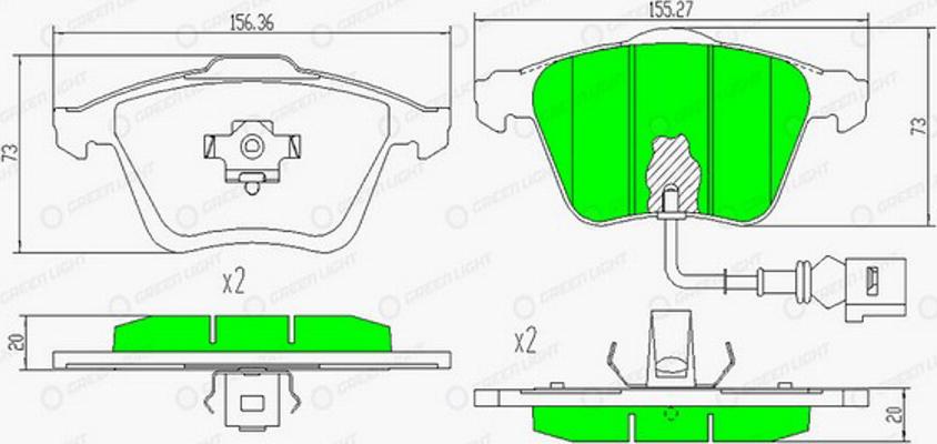 Green Light GLBP0343 - Kit pastiglie freno, Freno a disco autozon.pro