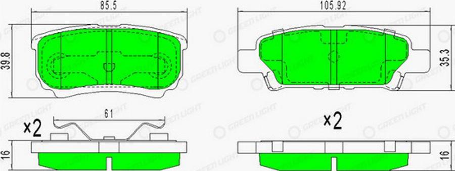 Green Light GLBP0362 - Kit pastiglie freno, Freno a disco autozon.pro