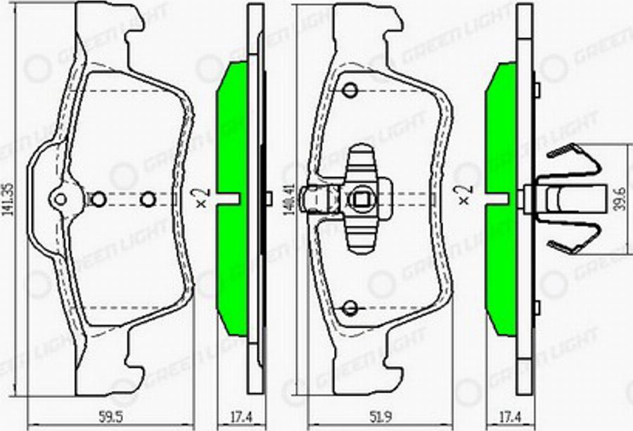 Green Light GLBP0313 - Kit pastiglie freno, Freno a disco autozon.pro