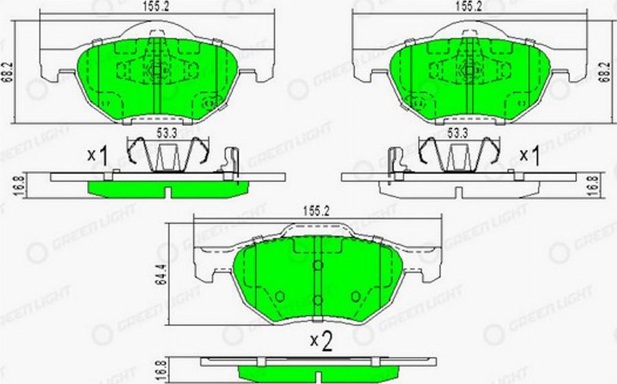 Green Light GLBP0251 - Kit pastiglie freno, Freno a disco autozon.pro