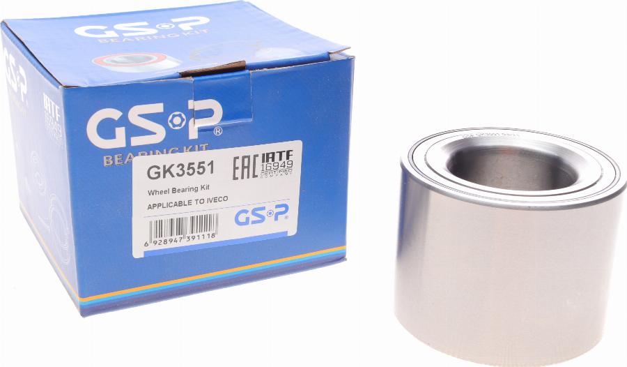 GSP GK3551 - Kit cuscinetto ruota autozon.pro