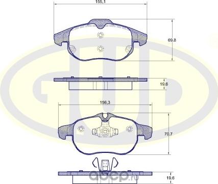 G.U.D. GBP088800 - Kit pastiglie freno, Freno a disco autozon.pro