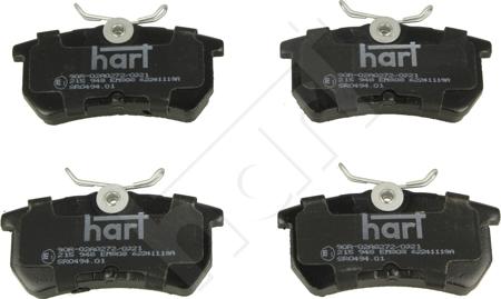 Hart 215 948 - Kit pastiglie freno, Freno a disco autozon.pro