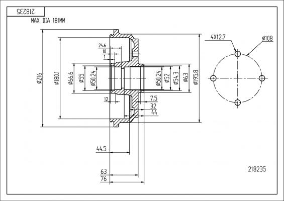 Hart 218 235 - Tamburo freno autozon.pro