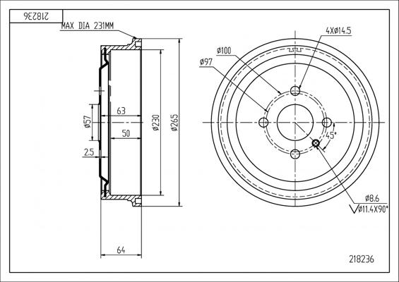 Hart 218 236 - Tamburo freno autozon.pro