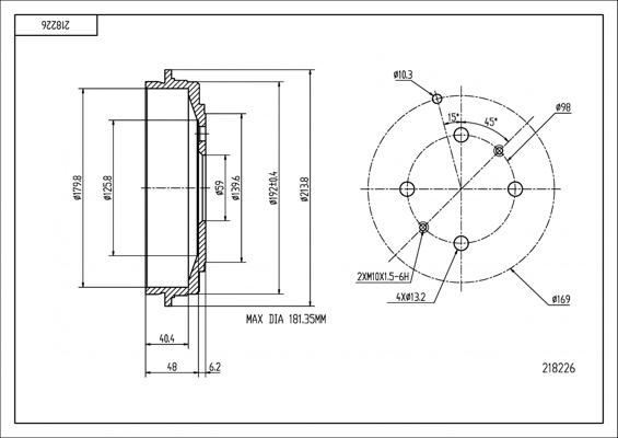 Hart 218 226 - Tamburo freno autozon.pro